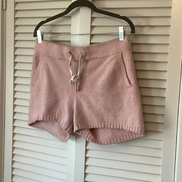UGG women's Noreen shorts medium pink fuzzy fleece drawstring plush - Picture 2 of 7